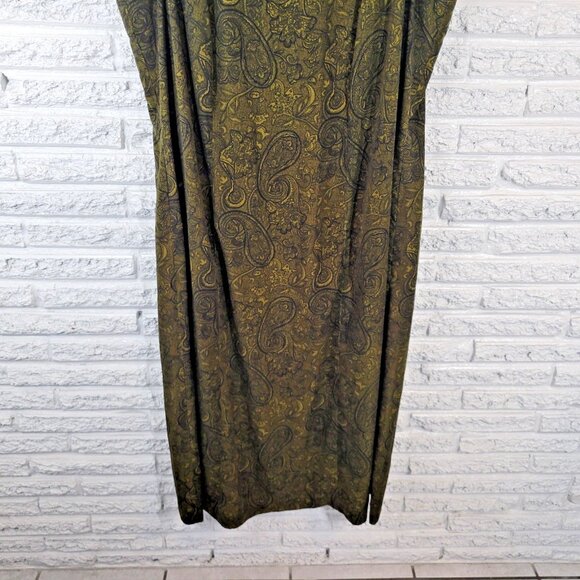 Studio I Womens Dress 22W Plus Shift Midi Sleeveless Green Paisley Zip PAI29E - Picture 5 of 11